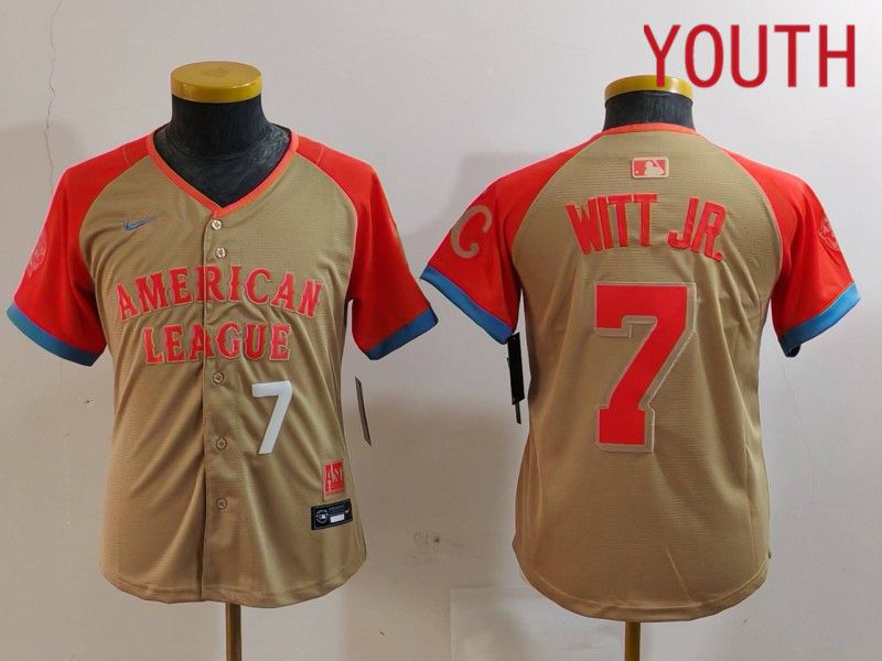 Youth Kansas City Royals #7 Witt jr Orange All star 2024 Nike MLB Jersey style 3->youth mlb jersey->Youth Jersey